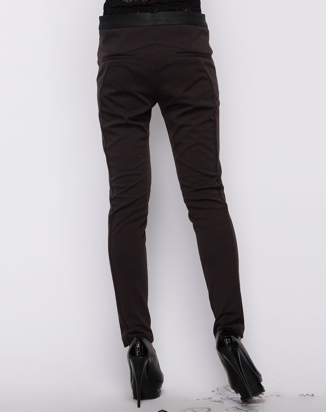 深咖啡色休闲个性长裤