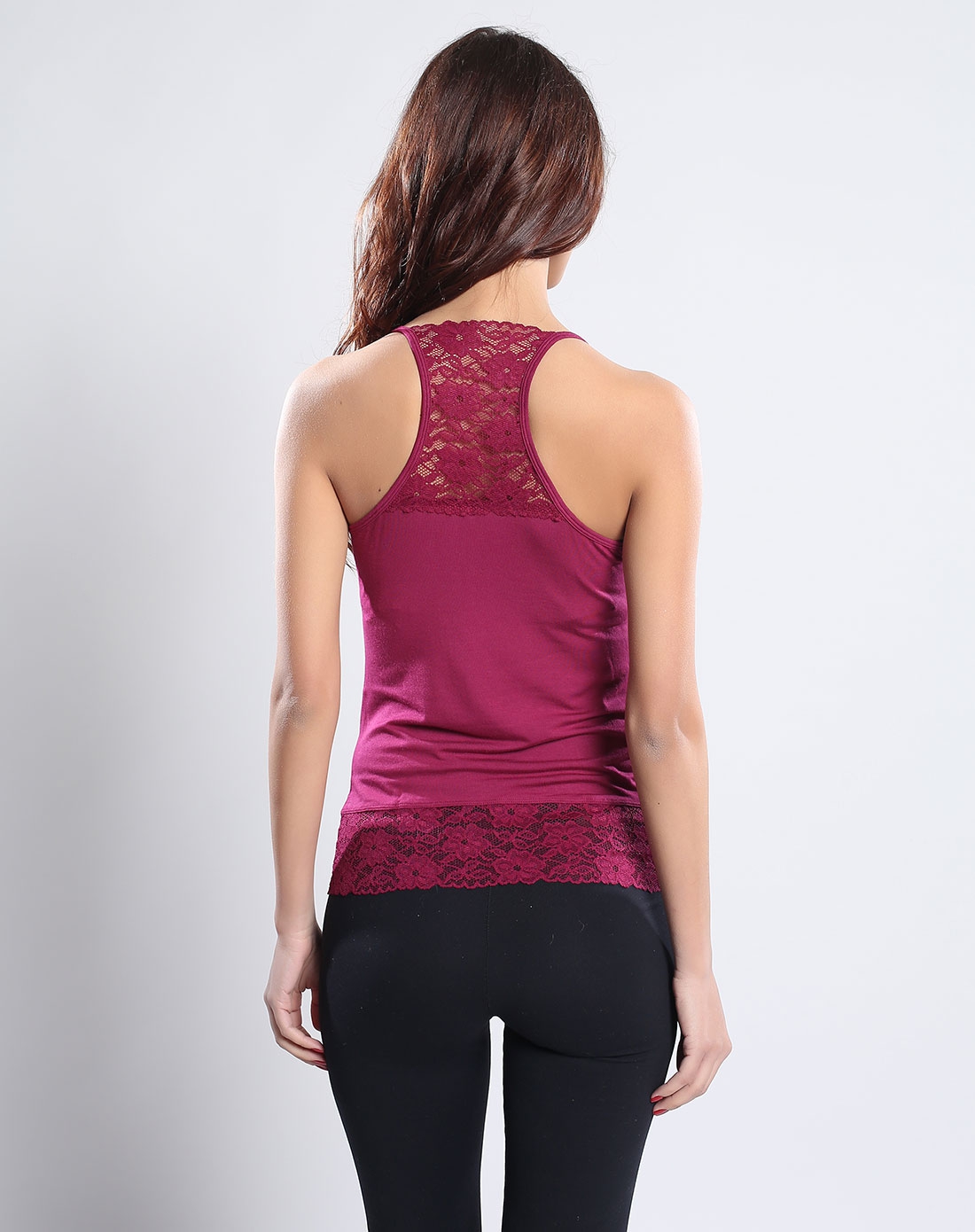 娅茜asdet内衣专场深玫红色性感蕾丝背心ax0003205_唯品会