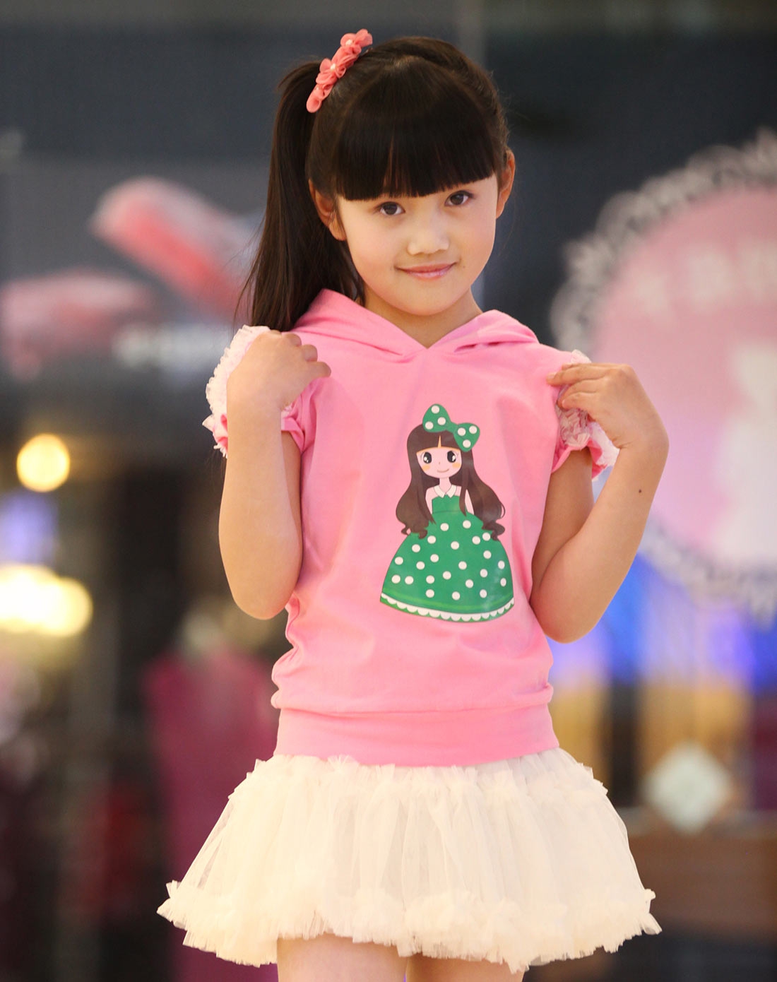 笛莎deesha女童装专场-女童粉色套装