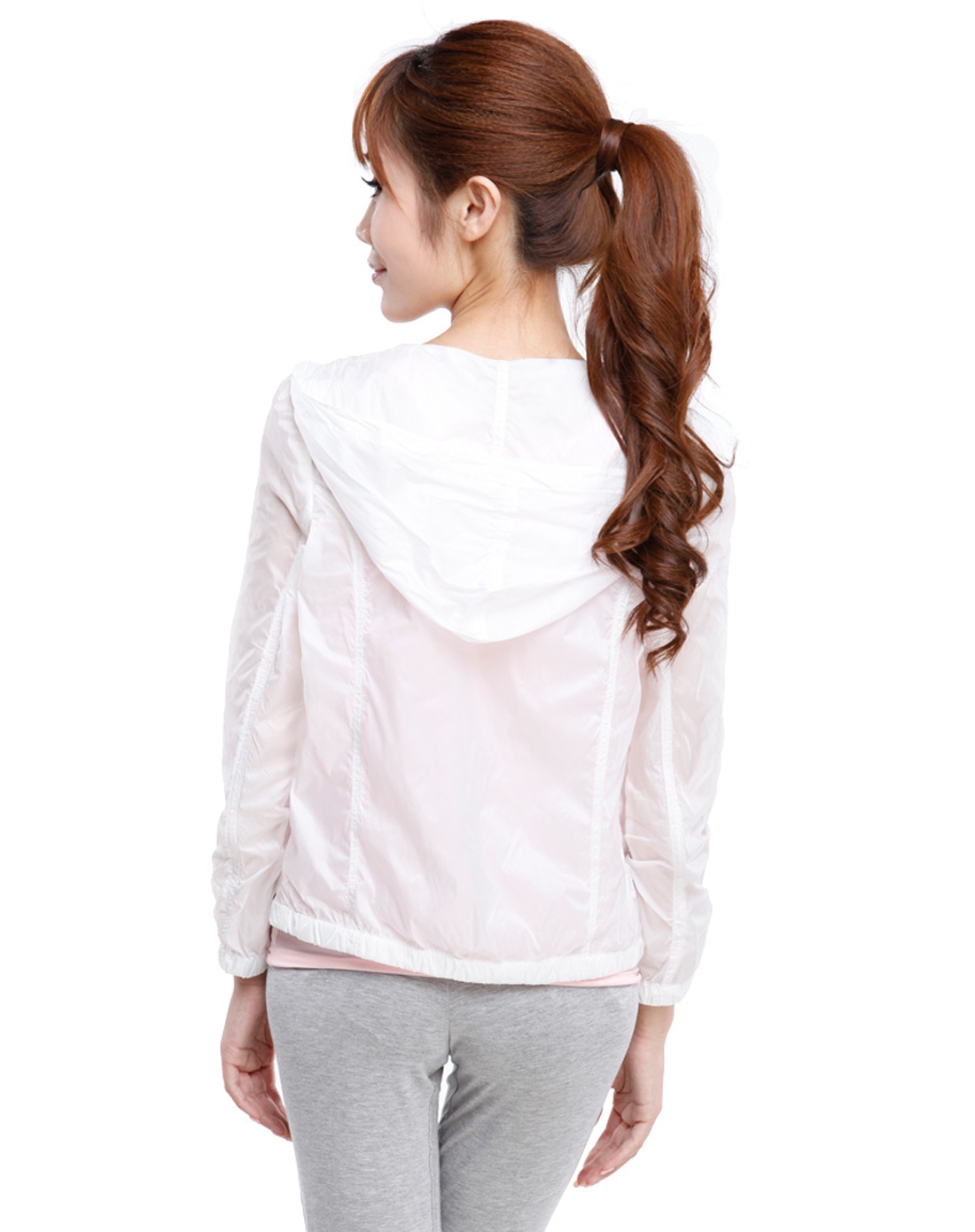 女款白色短款皮肤衣