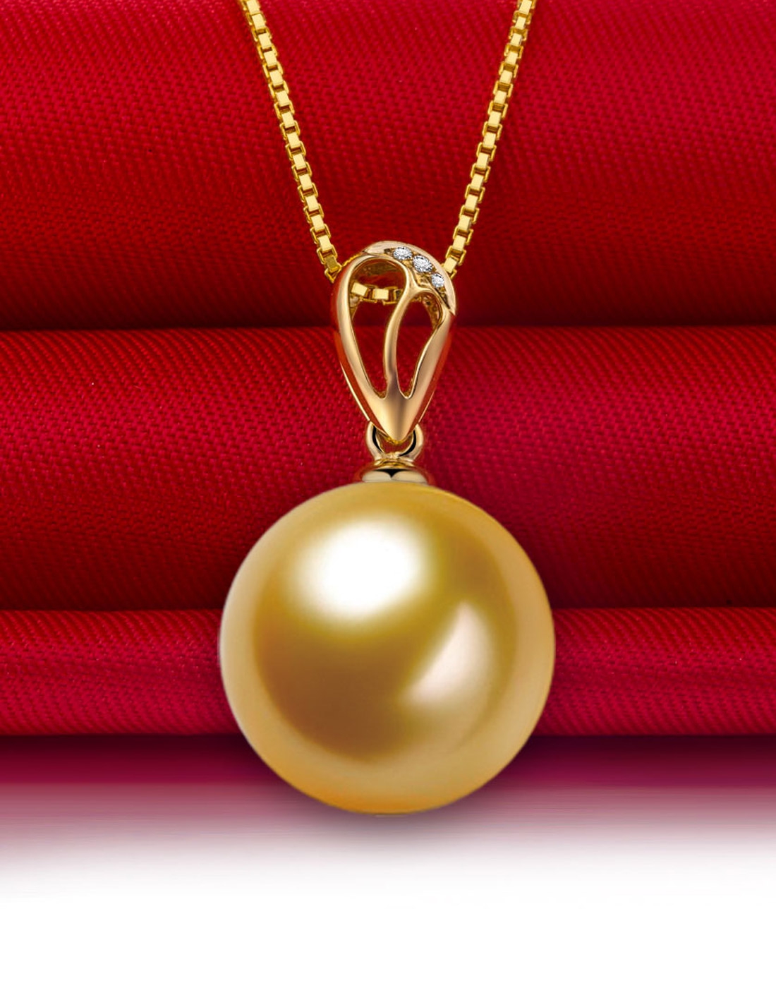 黄18k金南洋金珍珠吊坠9-10mm-权威证书