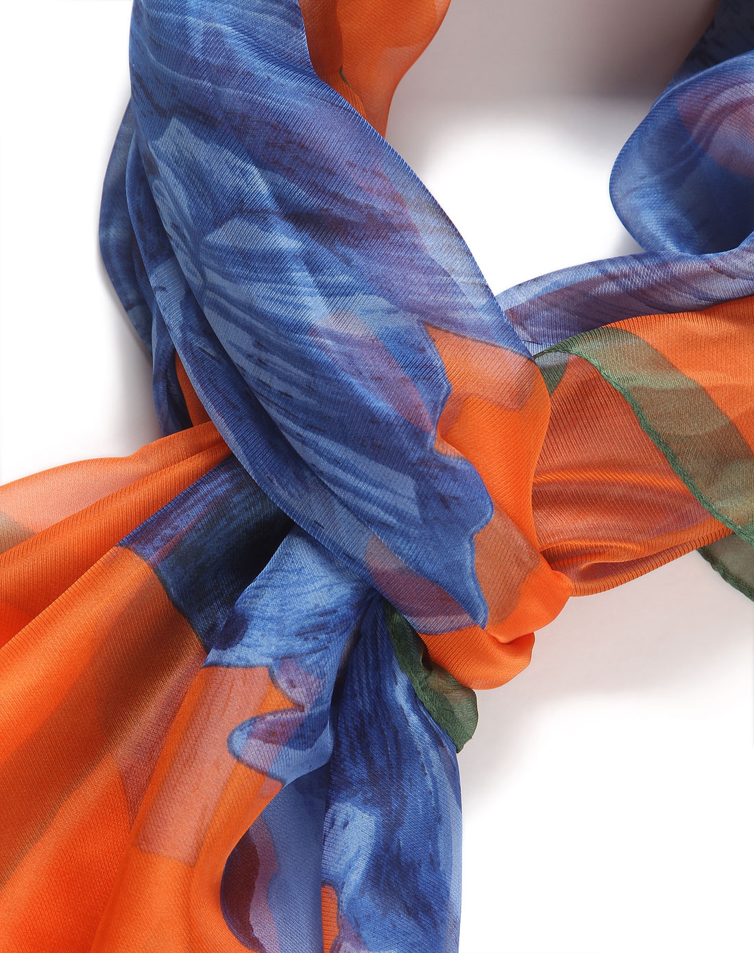 橙混蓝色都市时尚百搭丝巾