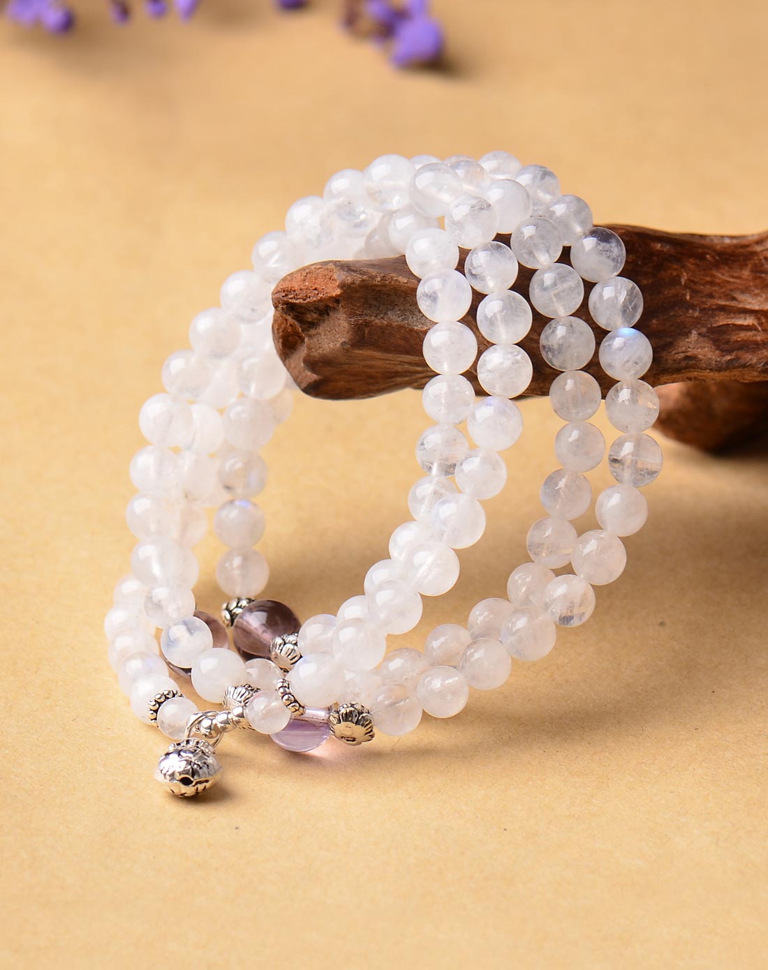 女款白色月光石手链绕手4圈(附证书)