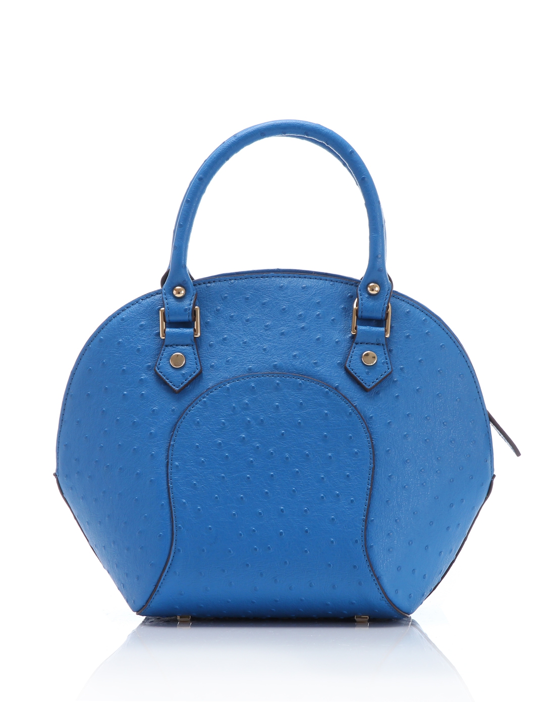 时尚淑女贝壳系列宝兰色驼鸟纹手提包