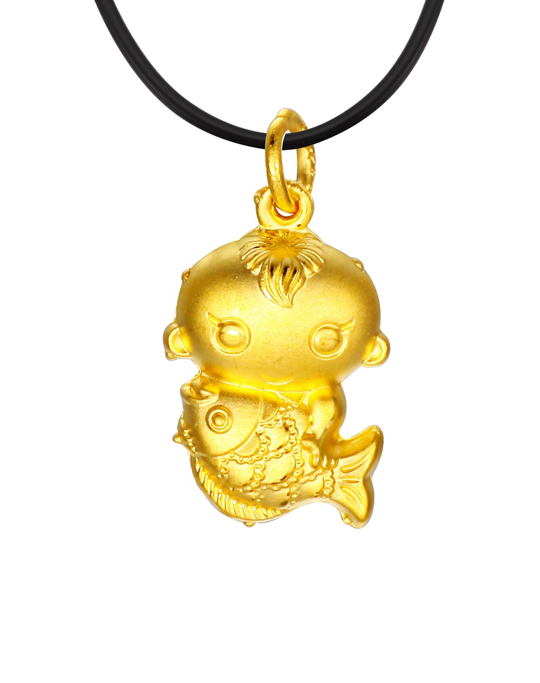 千足金黄金吊坠 福娃抱鱼(男)