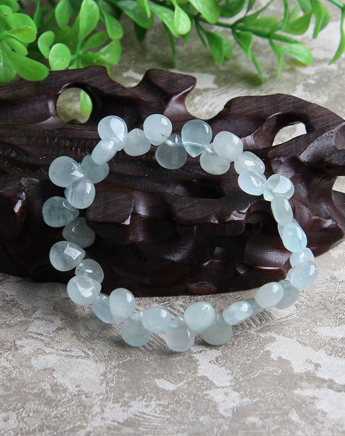 天然中性海蓝宝手串异形附证书