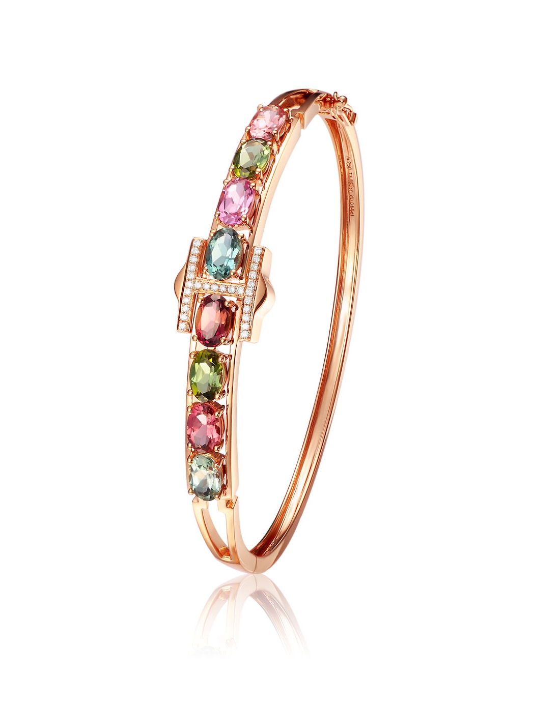 18k玫瑰金镶嵌碧玺手镯