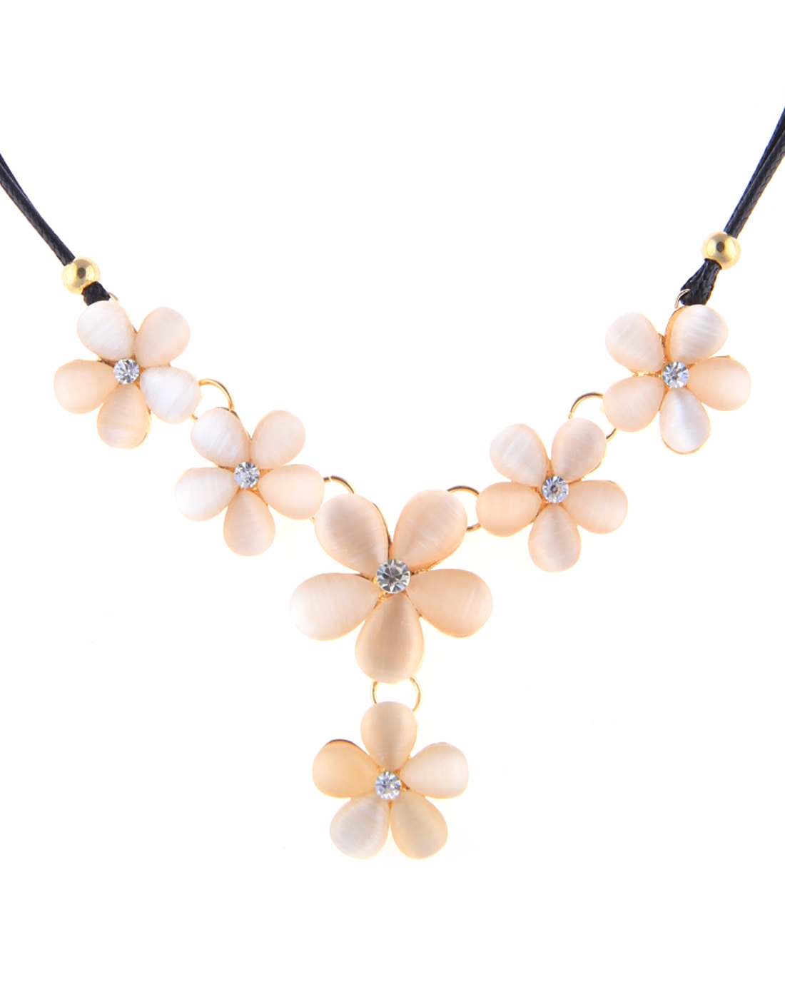 人造猫眼石花朵项链