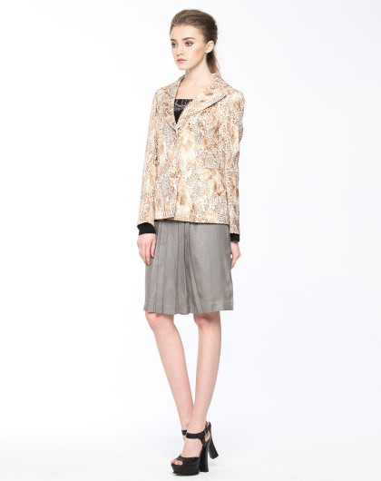 路逸沙·美louisa m女装专场 豹纹性格啡黄色长袖风衣外套