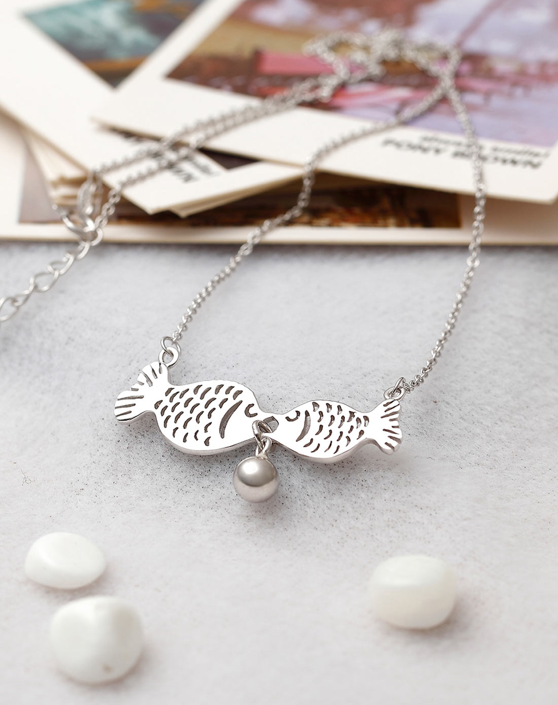 时尚银饰套链-亲吻鱼