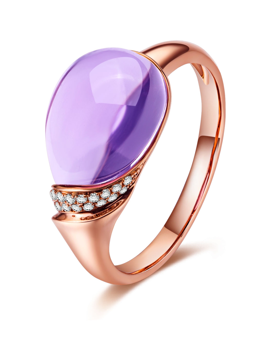 1克拉天然紫水晶18k金戒指-想念