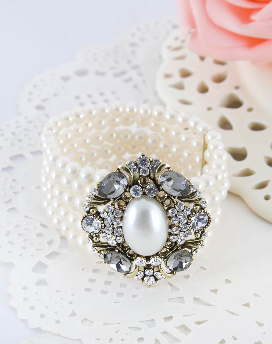 戴安娜珍珠水晶手链