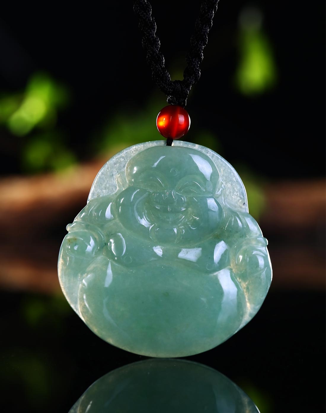 晶萃轩ching sui hin玉石贵重专场-精雕细腻甜豆种绿色大件弥勒佛吊坠