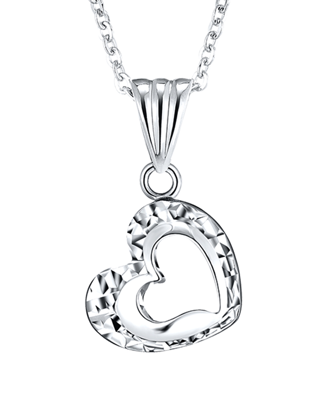 六福珠宝lukfook jewellery专场-18k金白色心形吊坠