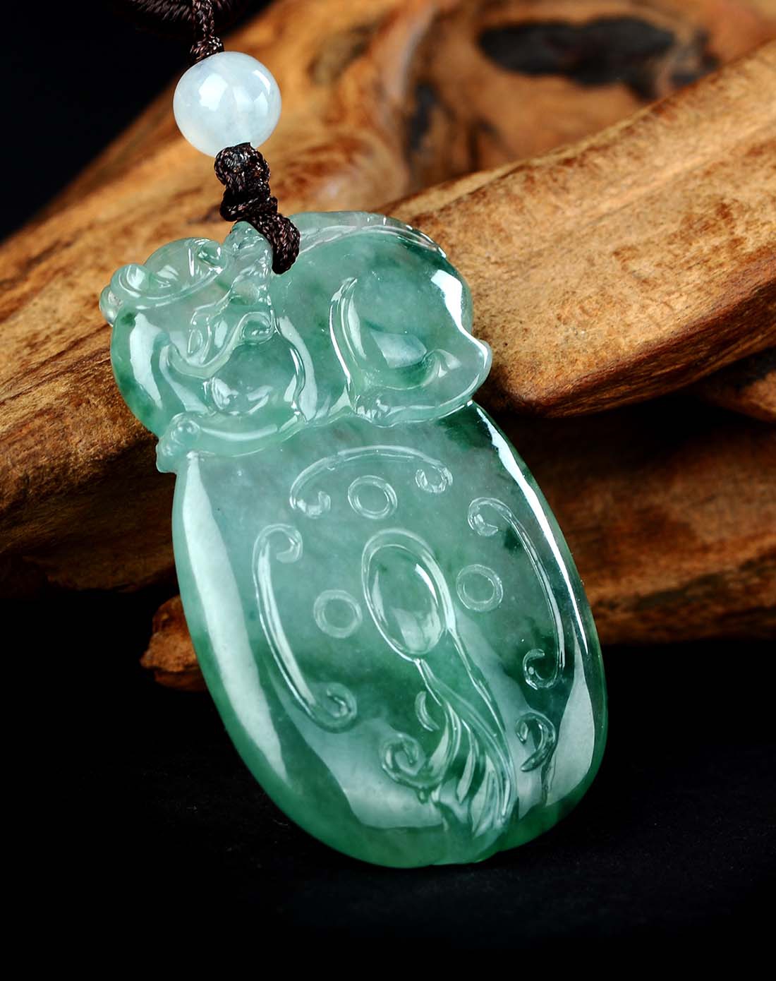 天然a货翡翠冰种蓝花事事如意吊坠