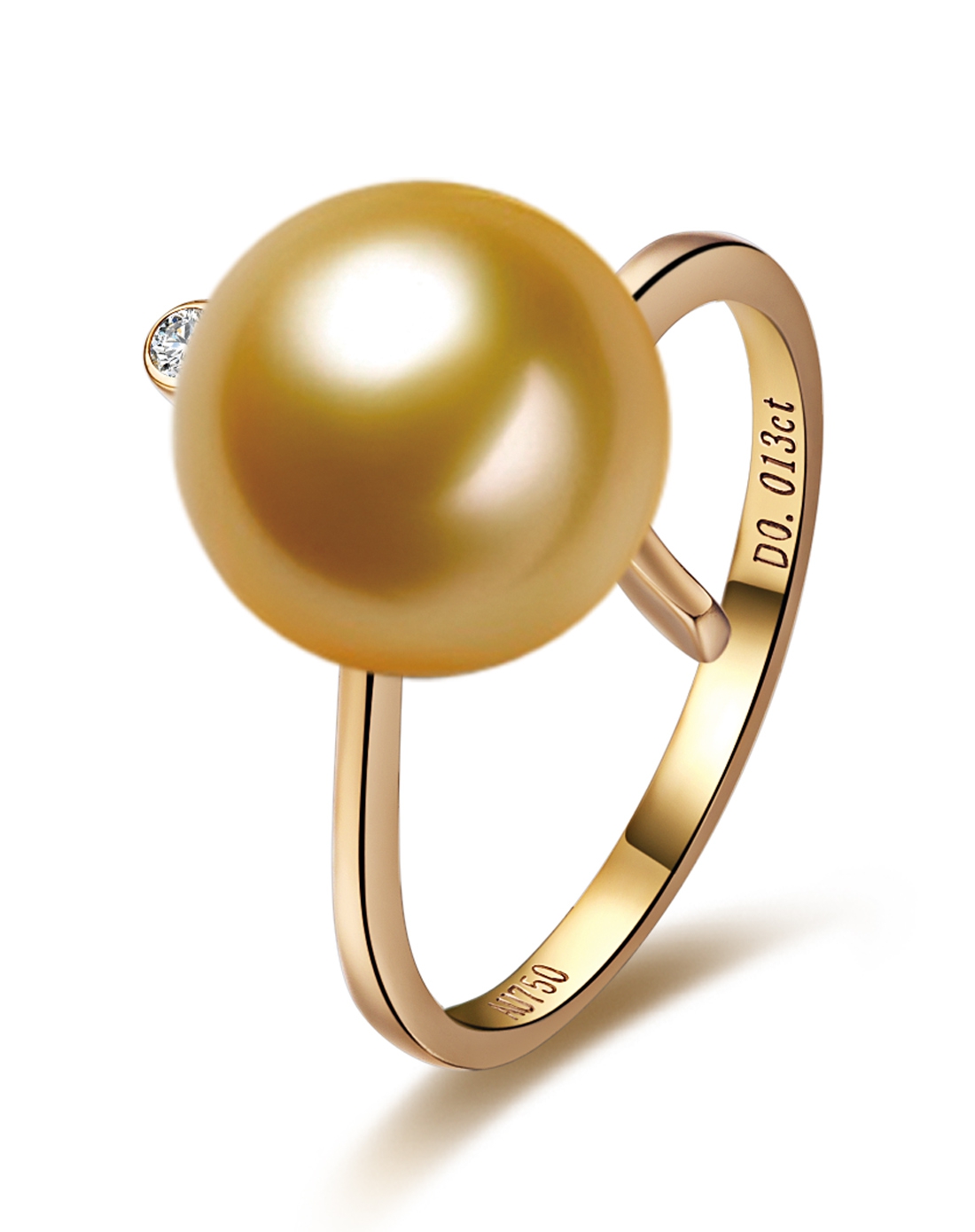 gvbori 黄18k金南洋金珍珠女戒9-10mm-权威证书