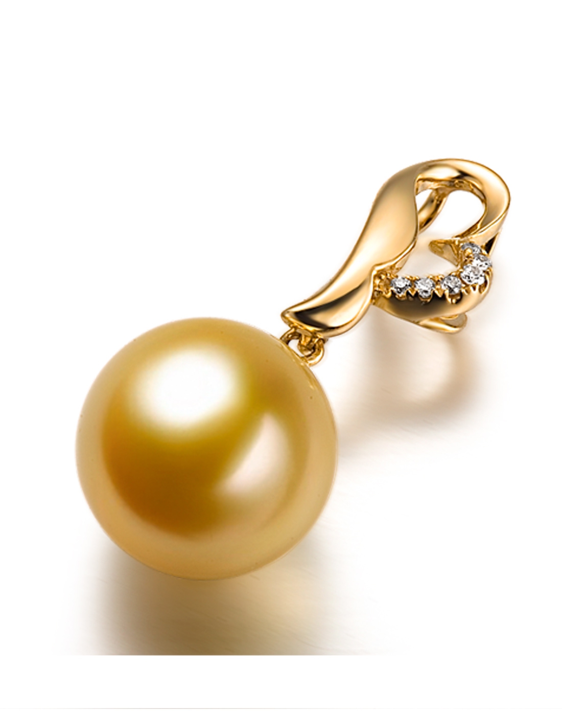 gvbori 黄18k金南洋金珍珠吊坠9-10mm-权威证书