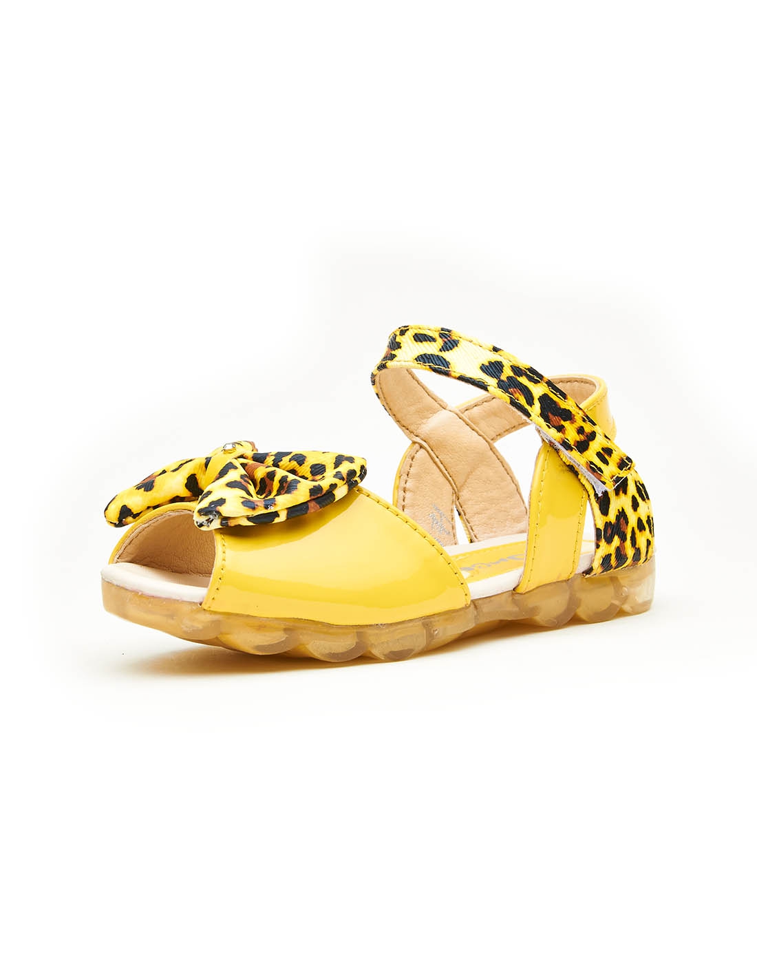 杰米熊女童黄色豹纹时尚凉鞋
