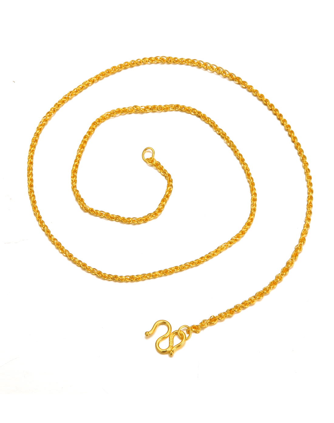 千足金黄金项链 纽绳链