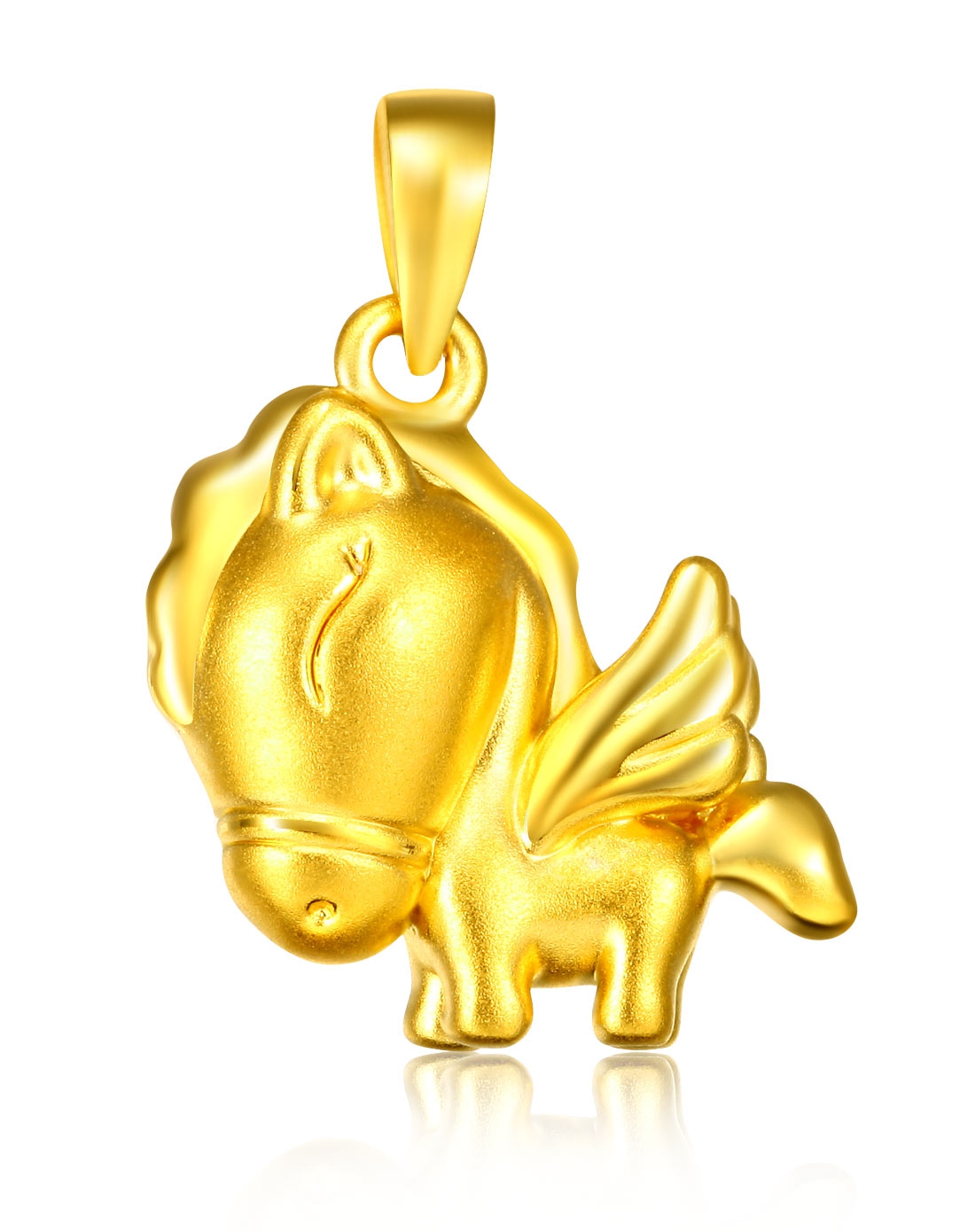 3d硬金生肖黄金马吊坠 激萌小飞马