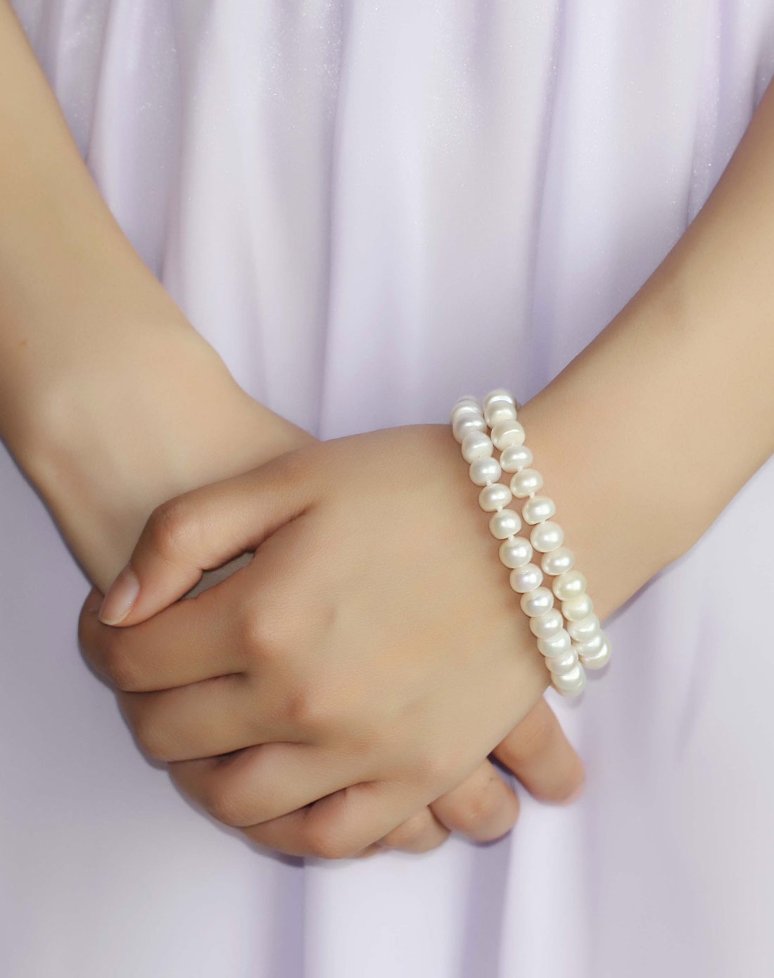 双排淑女气质aaa近圆珍珠手链