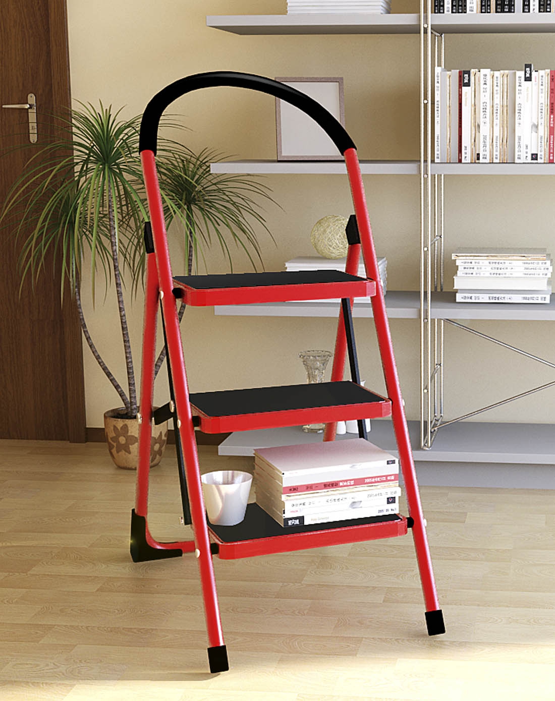 居家必备实用红色三步家用梯