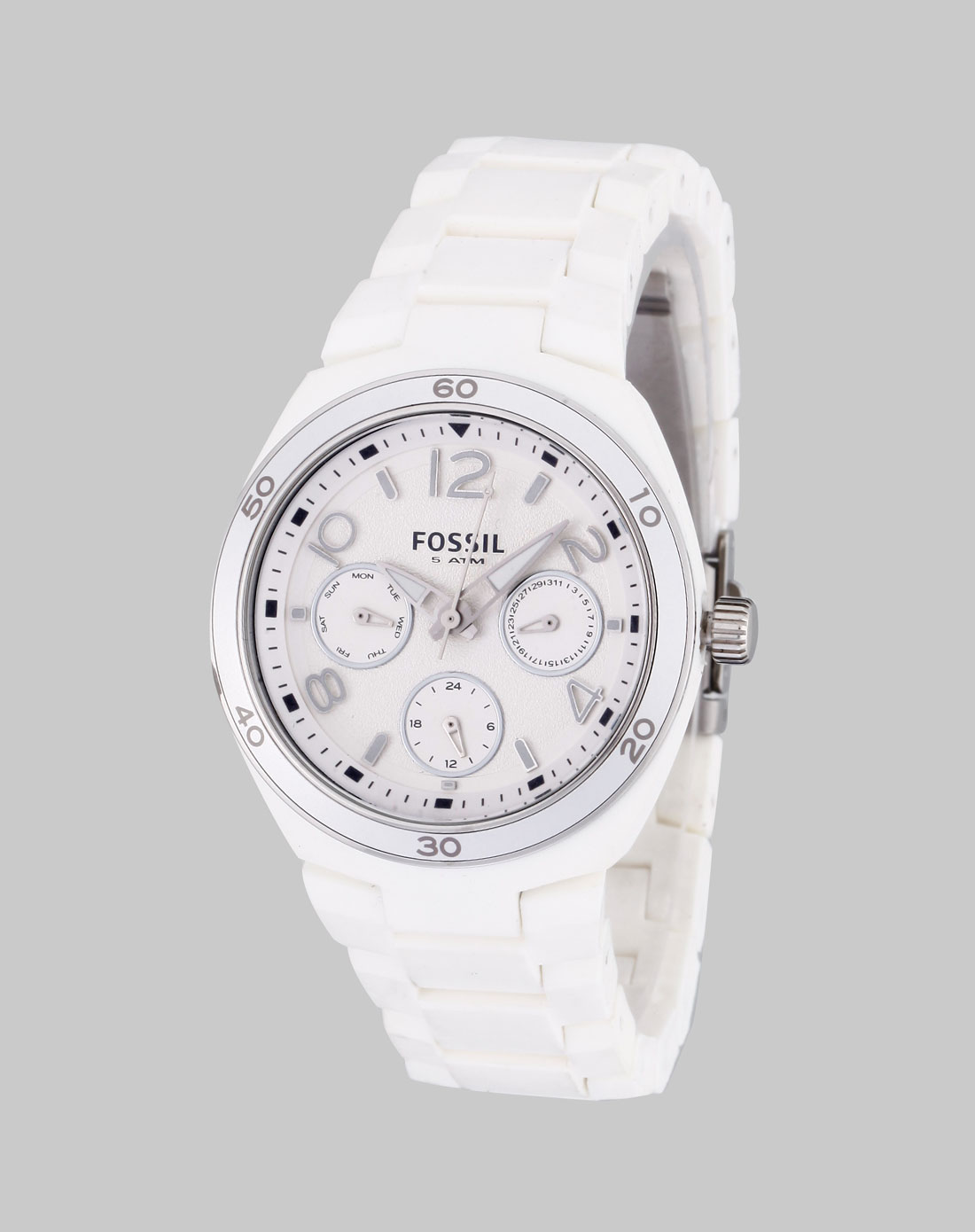 中性纯白色三眼百搭手表