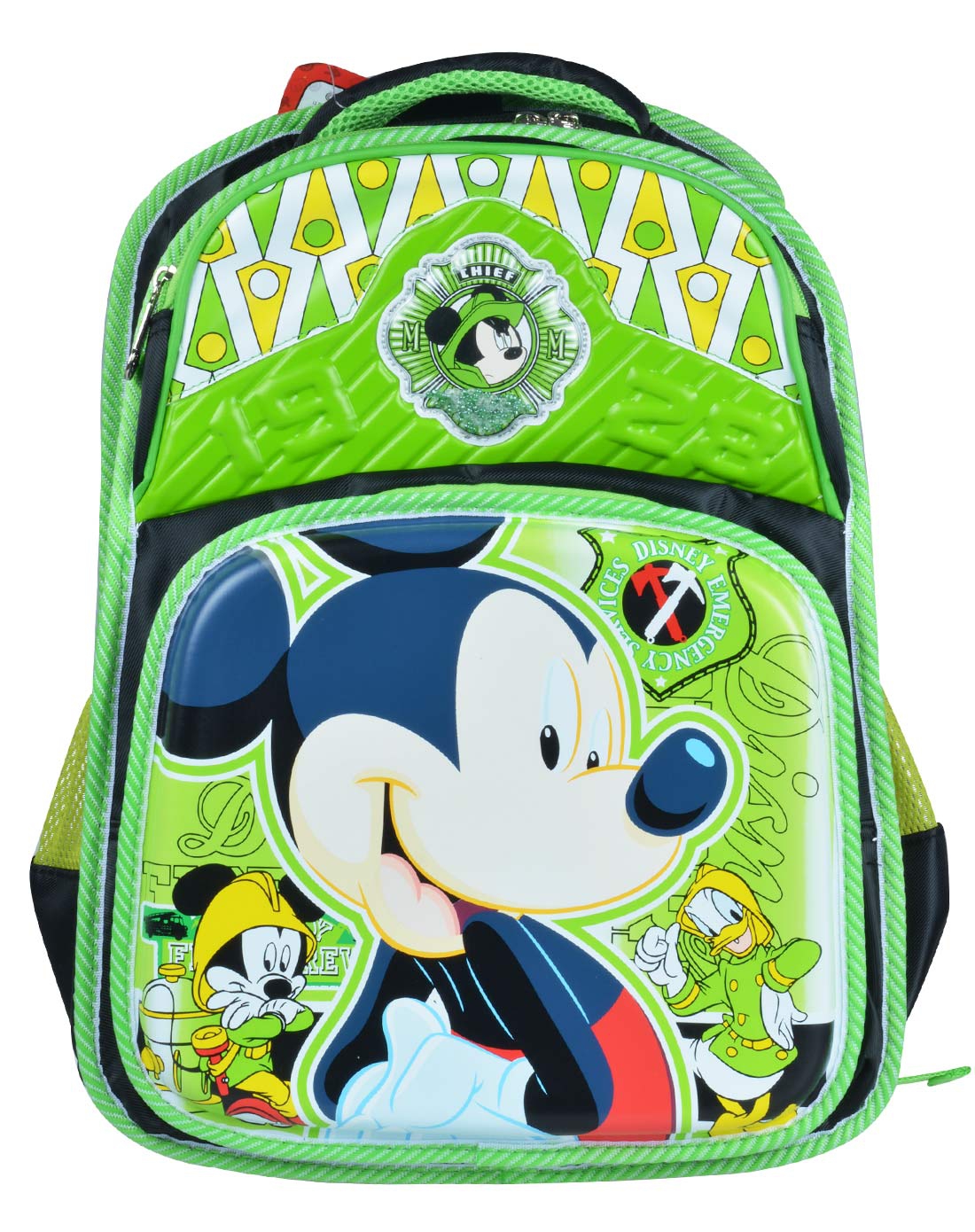 迪士尼男童黑绿色42l米奇学生书包