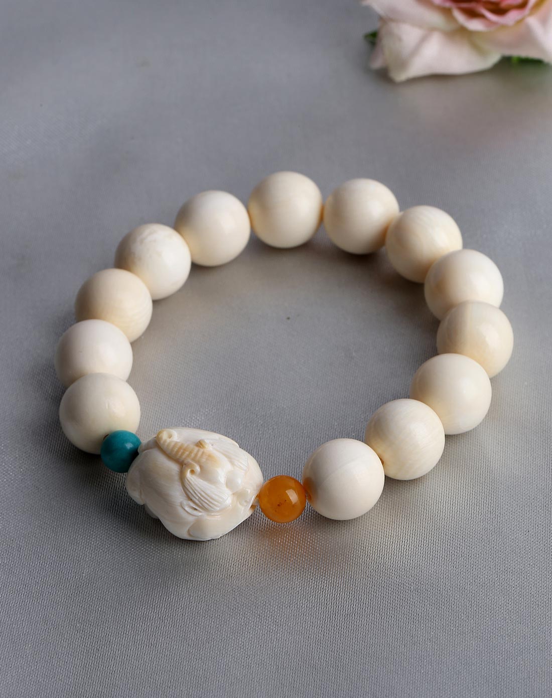 吉祥高照猛犸象牙手串(附证书)