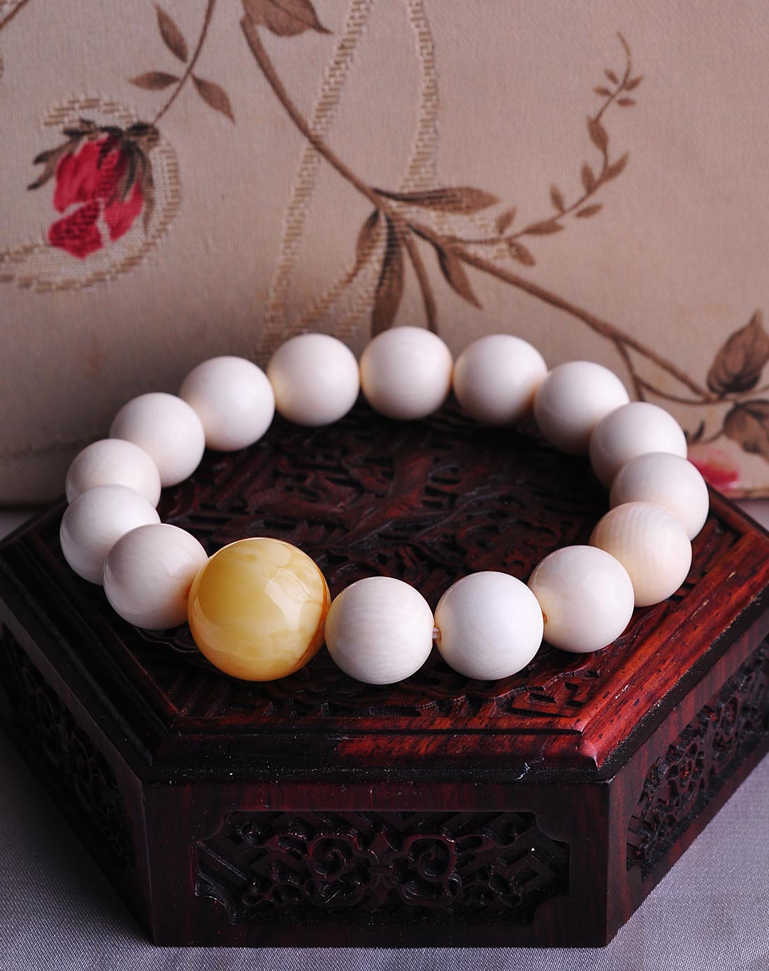 收藏级万事如意猛犸象牙手串(附证书)