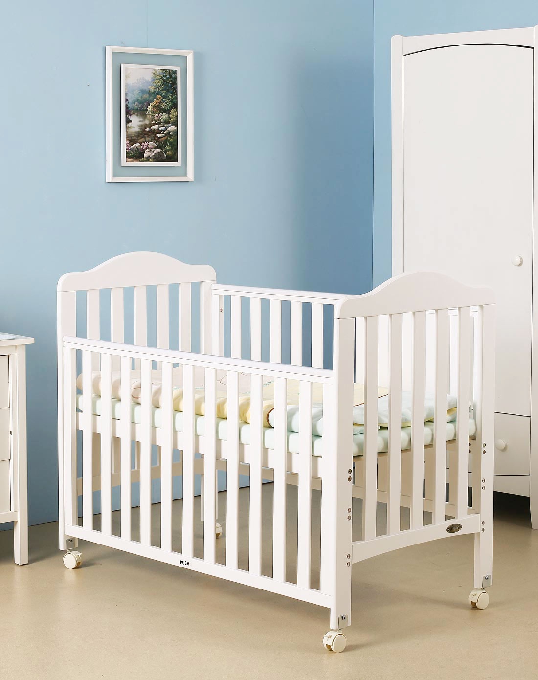 巴布豆little bobdog童床专场巴布豆单侧护栏婴儿床021白色120*60bd