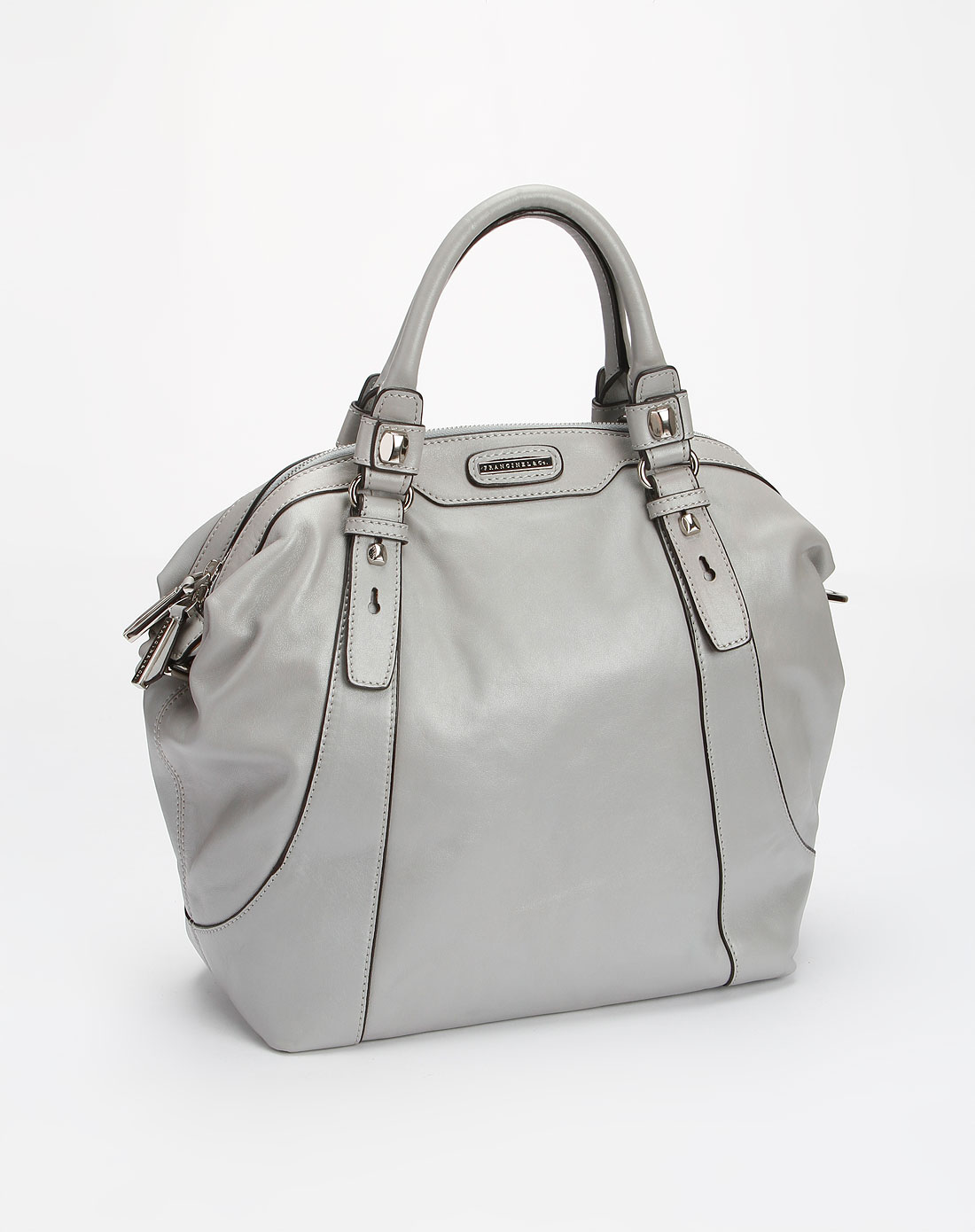 女款浅灰色平纹软皮手袋