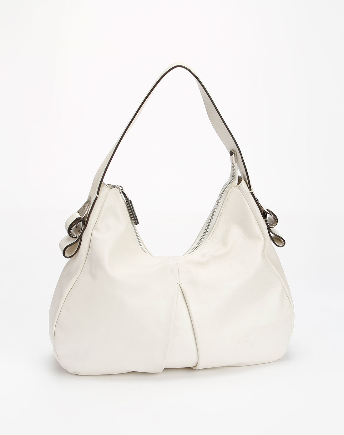 女款米白色珠光软皮手袋