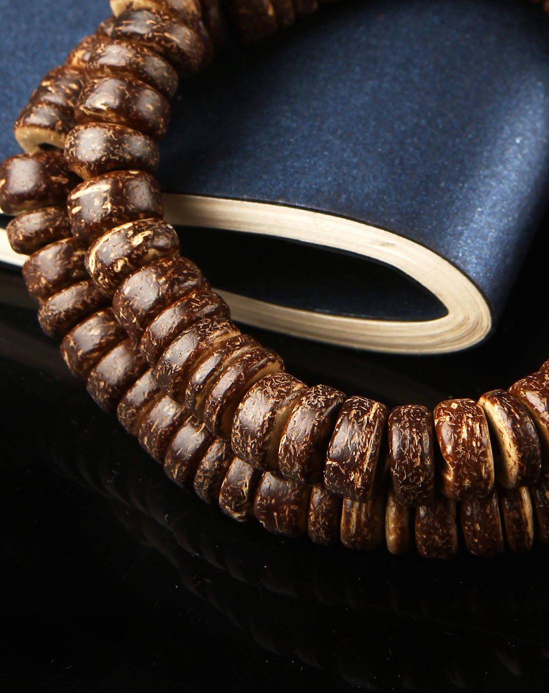 天然椰壳108颗筒形佛珠