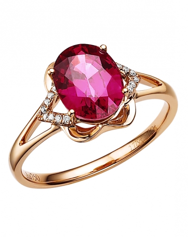 18k金镶石榴石戒指(伴钻石)