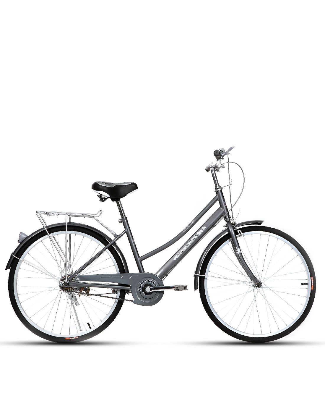 皇冠王自行车 城市复古风格 男女款休闲骑行公路自行车 通勤车 灰色