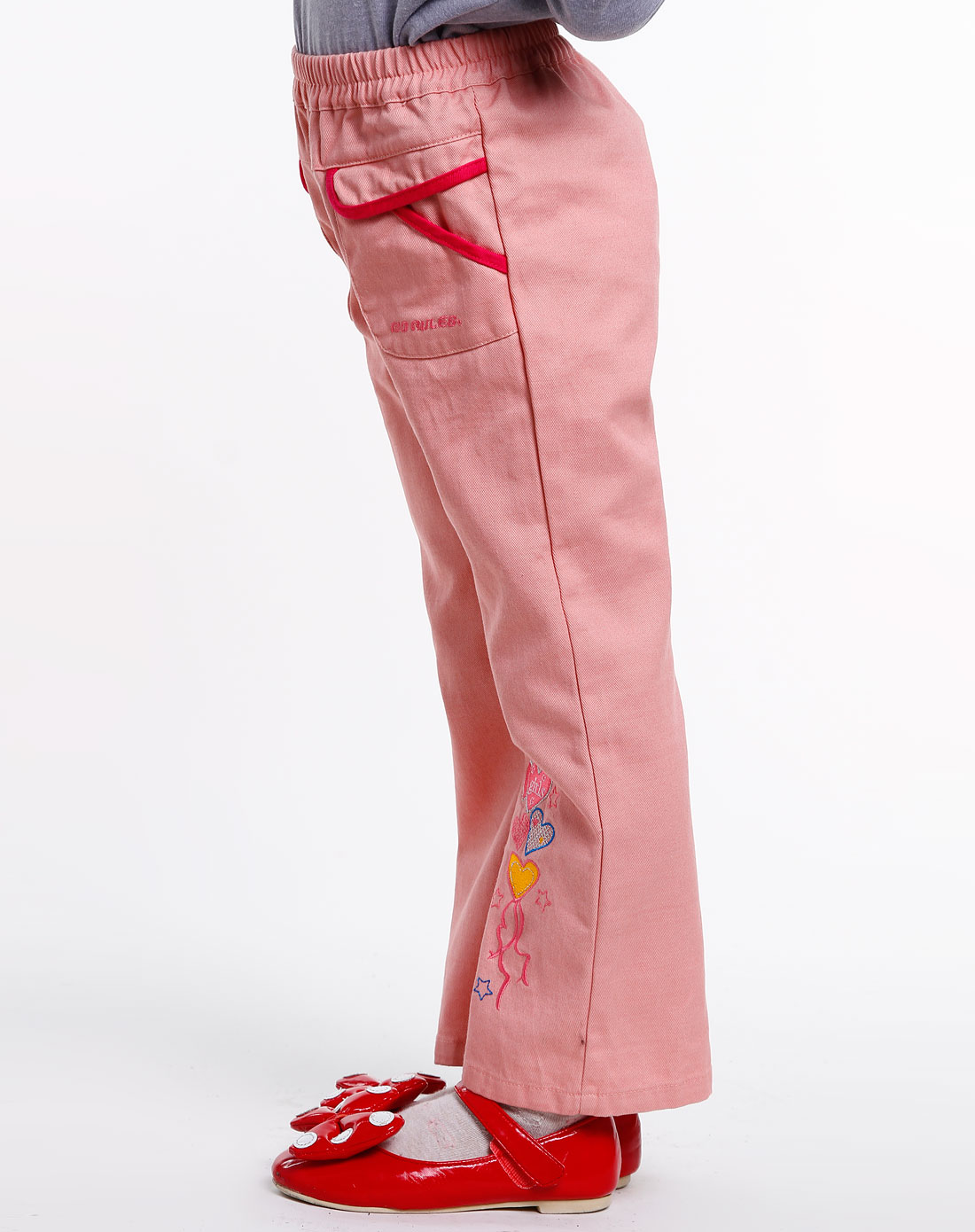 诺路斯norules 女童淡橙红色梭织长裤