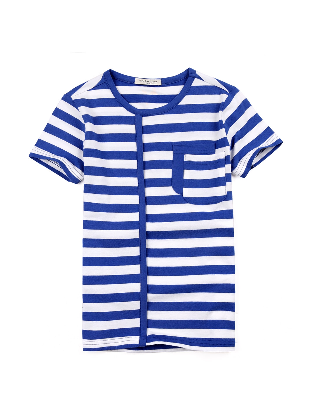 男童海军蓝条纹分割t恤