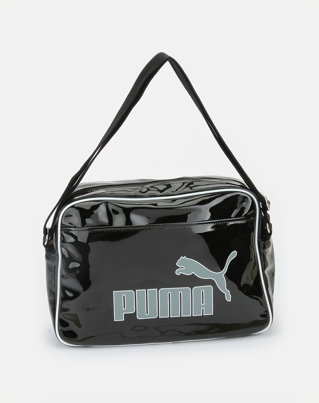 彪马黑色亮面斜挎包06832601_唯品会