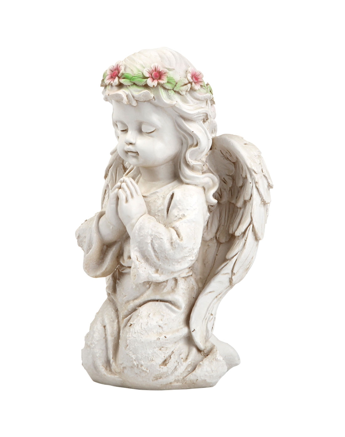 头戴花环祈愿天使装饰摆件