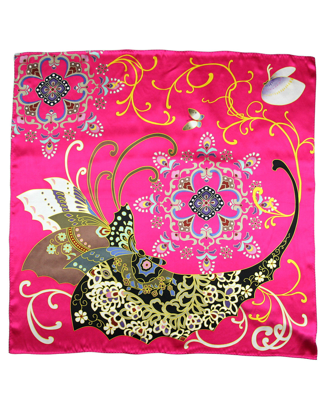 佳期如梦奢华花纹丝巾(大方巾)粉红