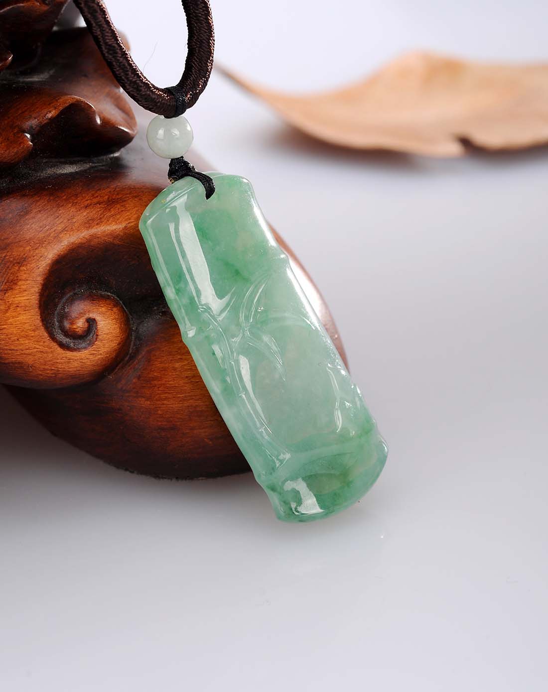 天然a货翡翠冰糯种阳绿节节高升吊坠