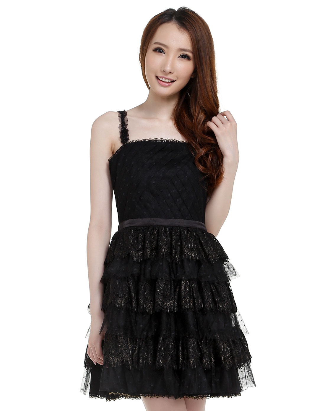 魅力时尚黑色抹胸连衣裙