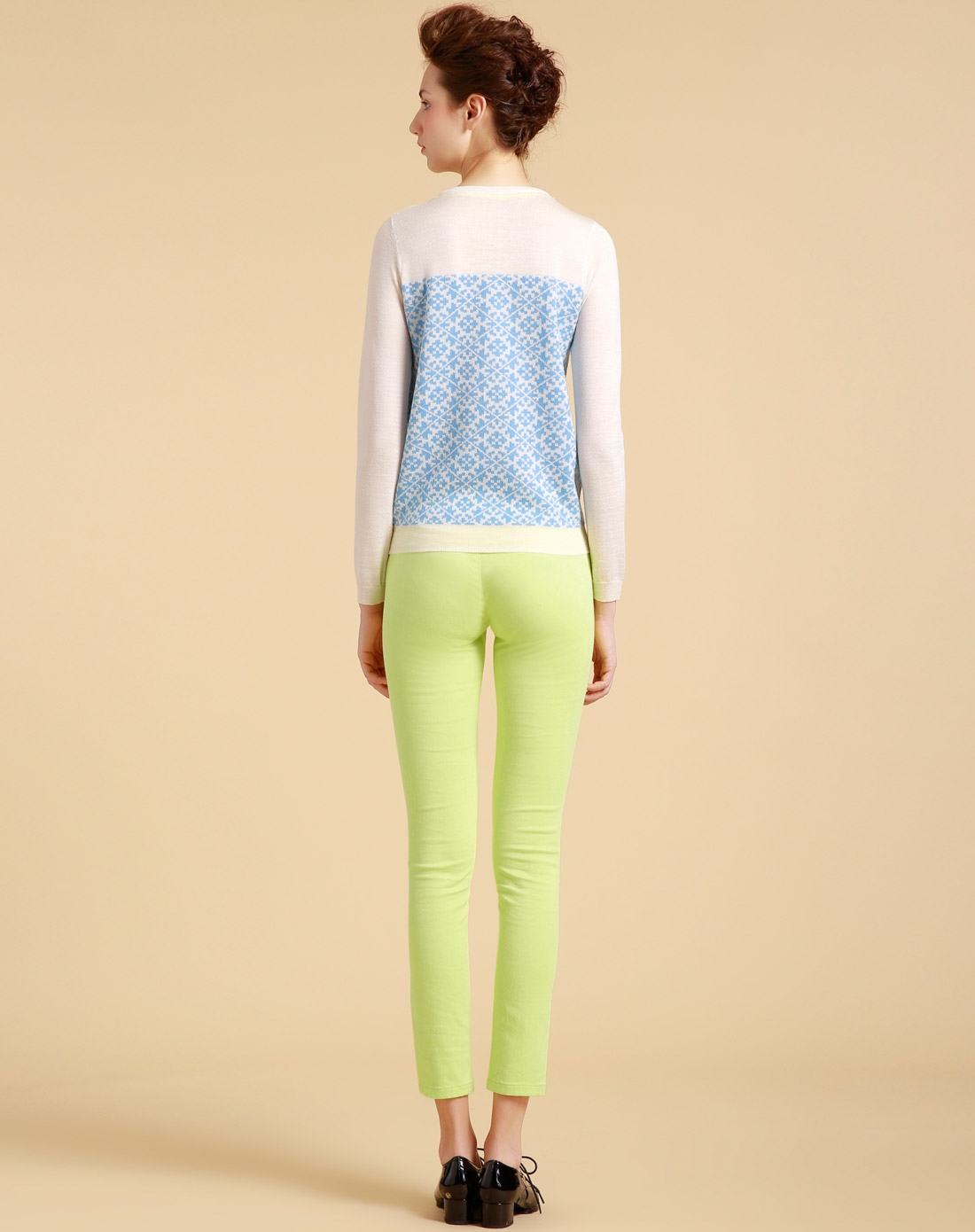 浅青绿色淑女修身气质长裤