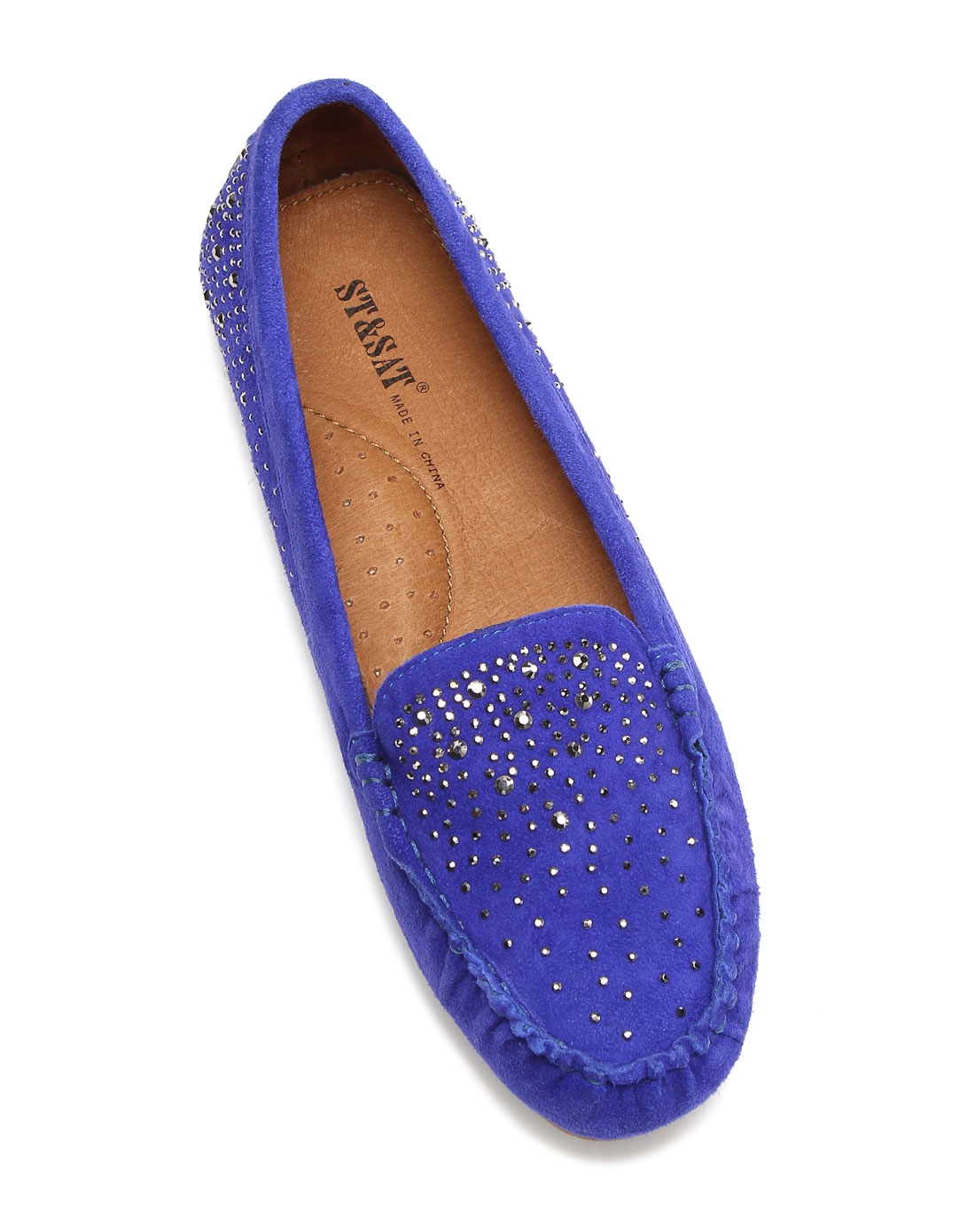 星期六st&sat星期六 宝蓝色绒面羊皮休闲单鞋ss33s17c2264_唯品会