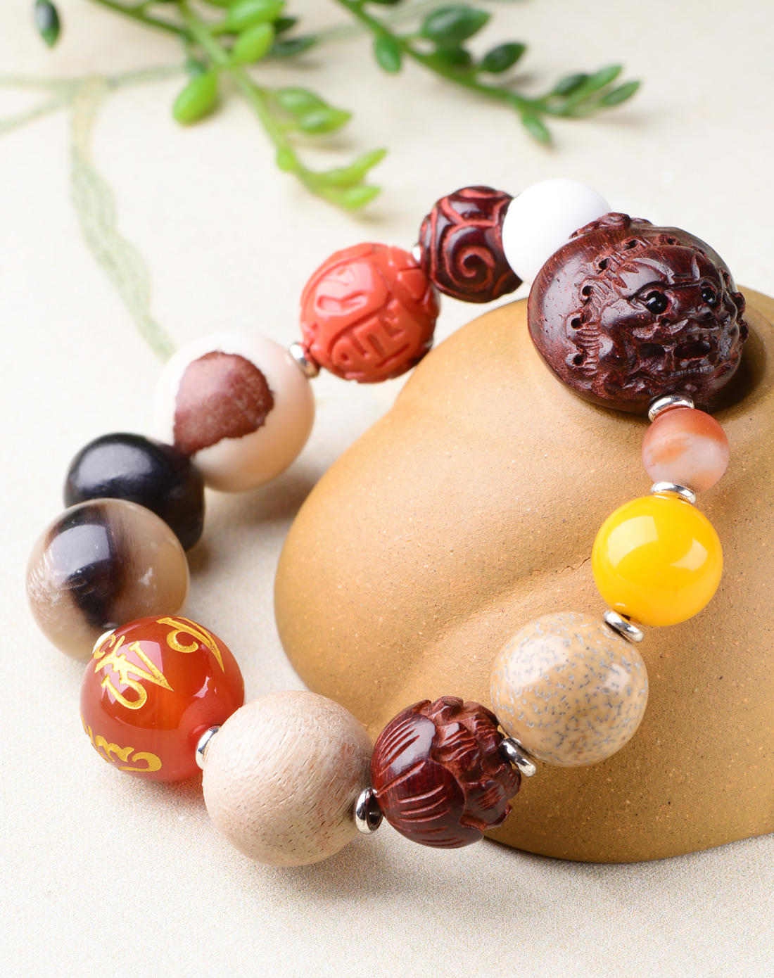 避邪纳福小叶紫檀多宝貔貅手链