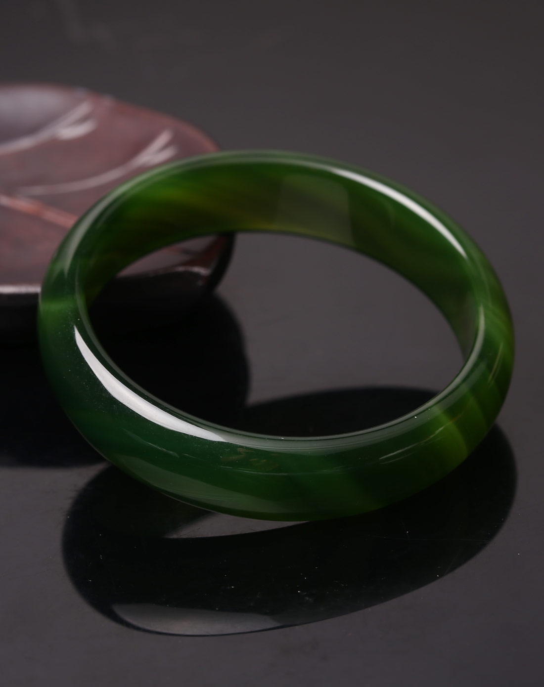 巴西天然墨绿玛瑙加厚手镯