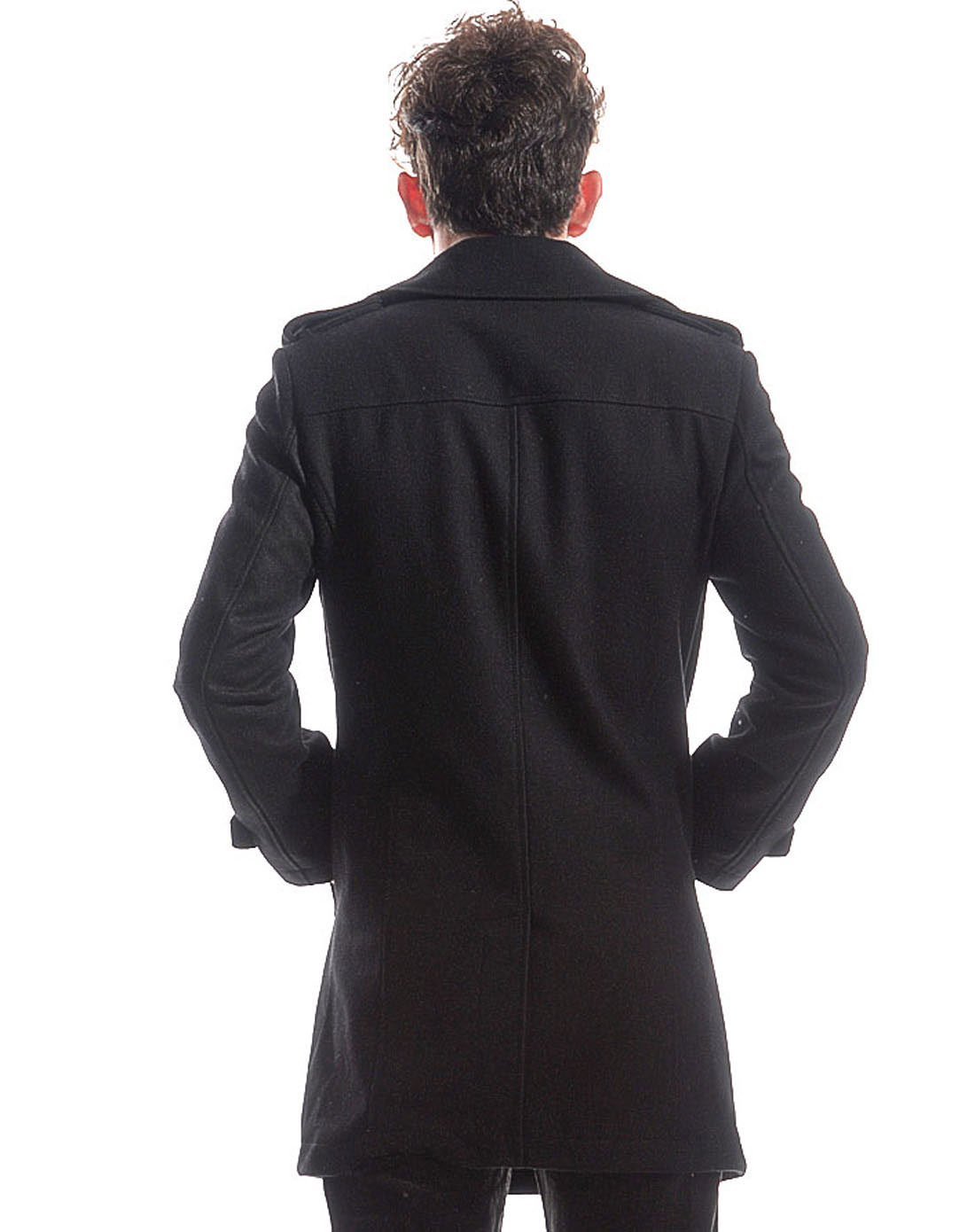 男款黑色羊毛大衣