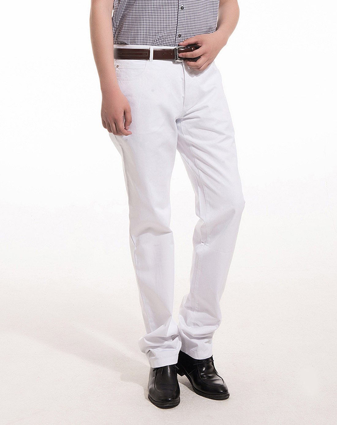 男士白色牛仔长裤