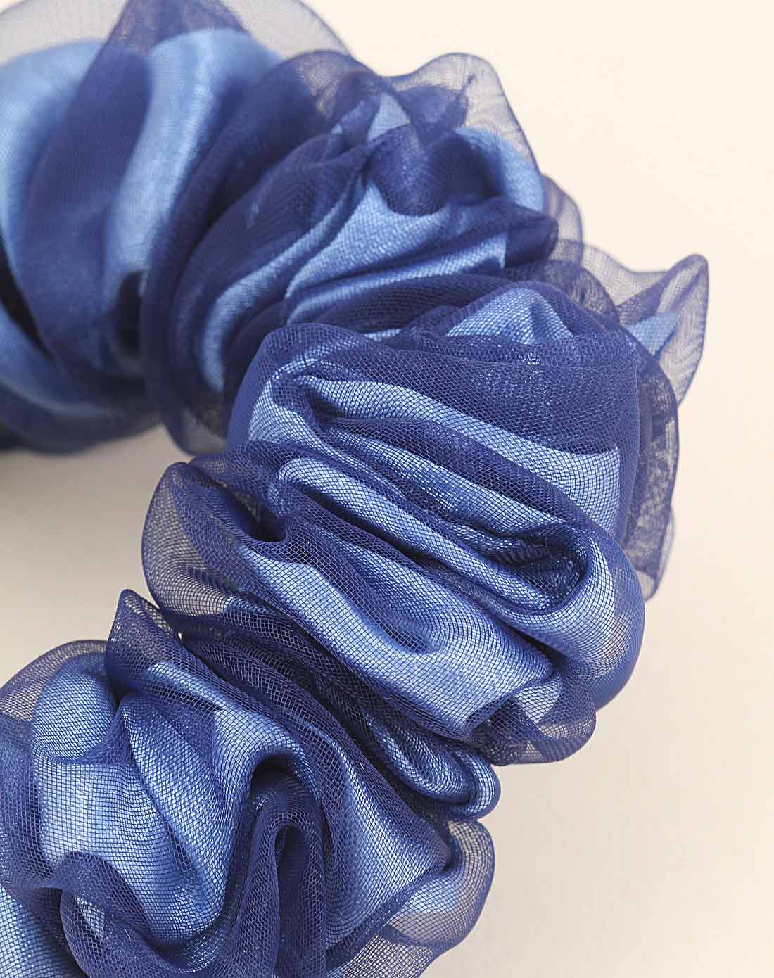 蓝色欧根纱水晶发圈